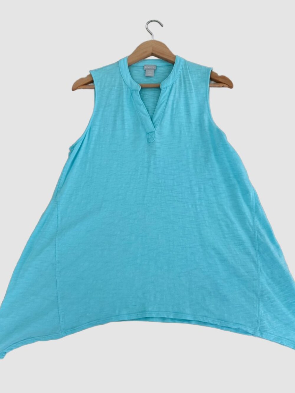 Aqua Chico Split-Neck Cotton Slub Sleeveless Tunic